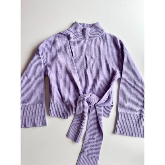 JONATHAN SIMKHAI Amaris Lavender Purple Wool Blend Knit Wrap Sweater, Size M - Picture 5 of 16